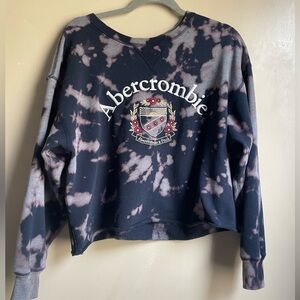 Abercrombie & Fitch Black Tie-Dye acid wash Women's crew neck cropped Sweater